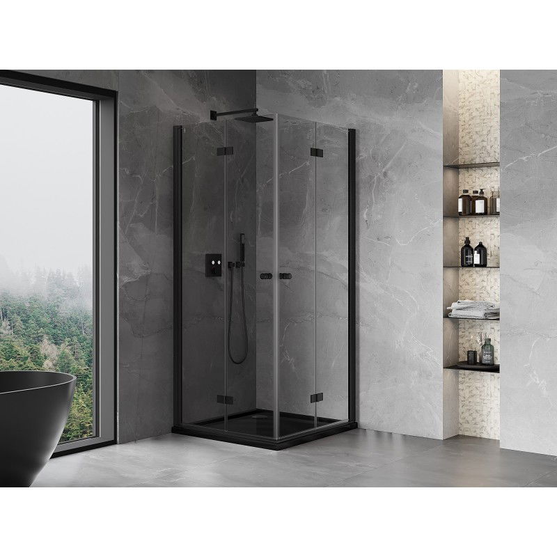 Mexen Mist-F Duo folding shower cabin 105 x 105 cm, transparent, black - 8A6-105L-105P-70-00