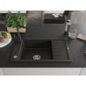 Mexen Elias granite sink 1-bowl with drainer and Rita kitchen tap, black/gold metallic - 6511-75-670300-70