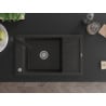 Mexen Elias granite sink 1-bowl with drainer and Rita kitchen tap, black/gold metallic - 6511-75-670300-70