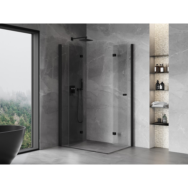 Mexen Mist-F Duo voltidega dušikabiin vasak 105 x 90 cm, läbipaistev, must - 8A6-105L-090P-70-00