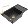 Mexen Elias granite sink 1-bowl with drainer and Rita kitchen tap, black speckled - 6511-76-670300-50