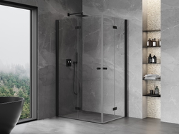 Mexen Mist-F Duo sklopiva lijeva tuš kabina 120 x 95 cm, prozirna, crna - 8A6-120L-095P-70-00