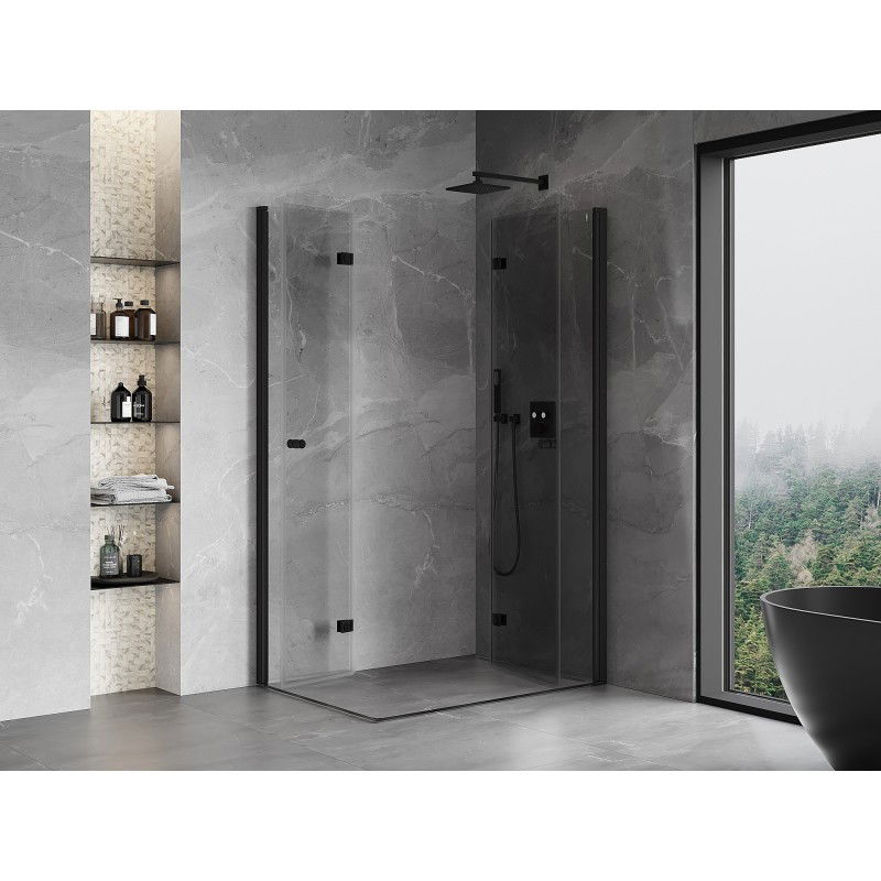 Mexen Mist-F Duo cabina de ducha plegable derecha 70 x 80 cm, transparente, negra - 8A6-070L-080P-70-00