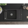 Mexen Elias fregadero de granito de 1 cuenco con escurridor y grifo de cocina Rita, negro moteado - 6511-76-670300-70