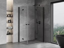Mexen Mist-F Duo sklopiva tuš kabina desna 95 x 100 cm, prozirna, crna - 8A6-095L-100P-70-00