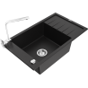 Mexen Elias lava-loiça de granito de 1 bacia com escorredor e torneira de cozinha Rita, preto - 6511-77-670300-00