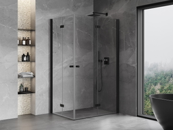 Mexen Mist-F Duo preklopna desna tuš kabina 85 x 120 cm, prozirna, crna - 8A6-085L-120P-70-00