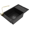 Mexen Elias lava-loiça em granito de 1 bacia com escorredor e torneira de cozinha Rita, preto - 6511-77-670300-50-B