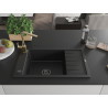 Mexen Elias fregadero de granito de 1 seno con escurridor y grifo de cocina Rita, negro - 6511-77-670300-50-B