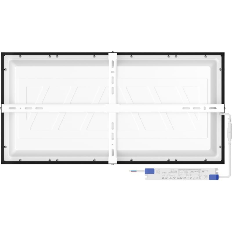 Mexen Brill-S panneau de plafond LED en saillie 60 x 30 cm, 24W, Neutre - 4000K, 2640 lm, noir - L207-060-030-2440-70
