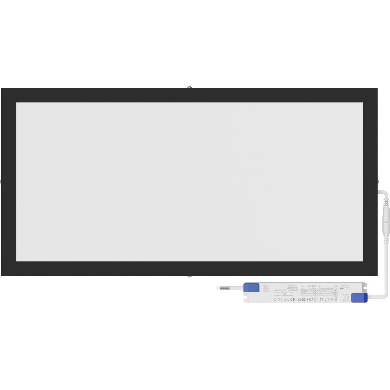 Mexen Brill-S LED-plafondpaneel opbouw 60 x 30 cm, 24W, Neutraal - 4000K, 2640 lm, zwart - L207-060-030-2440-70