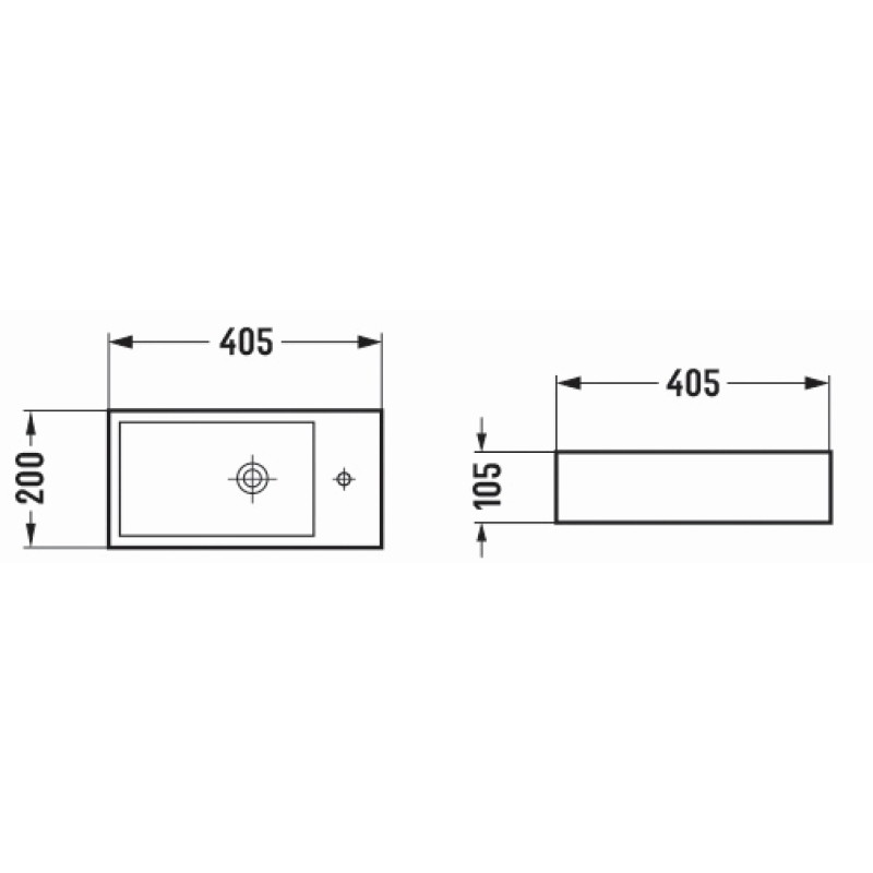 Mexen Inez lavabo mural gauche 40 x 20 cm, gris clair mat - 21484061L