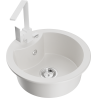 Mexen Diego single-bowl granite kitchen sink with Rita kitchen tap, white - 6512-20-670300-20