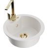 Mexen Diego 1-Bowl Granite Kitchen Sink with Rita Kitchen Tap, White - 6512-20-670300-50
