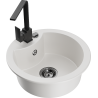 Mexen Diego fregadero de granito de 1 compartimento con grifo de cocina Rita, blanco - 6512-20-670300-70