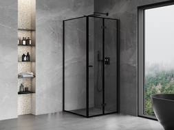 Mexen Mist-F sklopiva tuš kabina desna 85 x 85 cm, crni okvir, crna - 8A6T-085-085-70-70-P