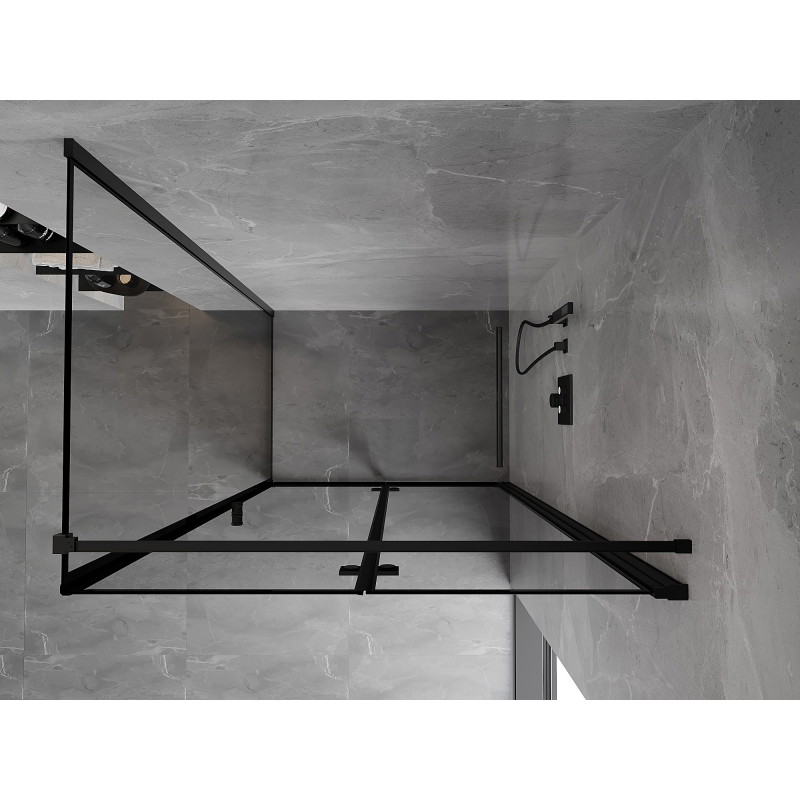 Mexen Mist-F zložljiva tuš kabina desna 90 x 85 cm, črn okvir, črna - 8A6T-090-085-70-70-P