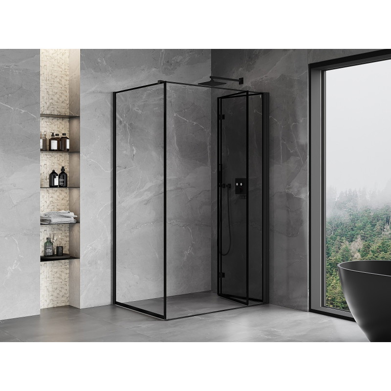 Mexen Mist-F zložljiva tuš kabina desna 90 x 85 cm, črn okvir, črna - 8A6T-090-085-70-70-P