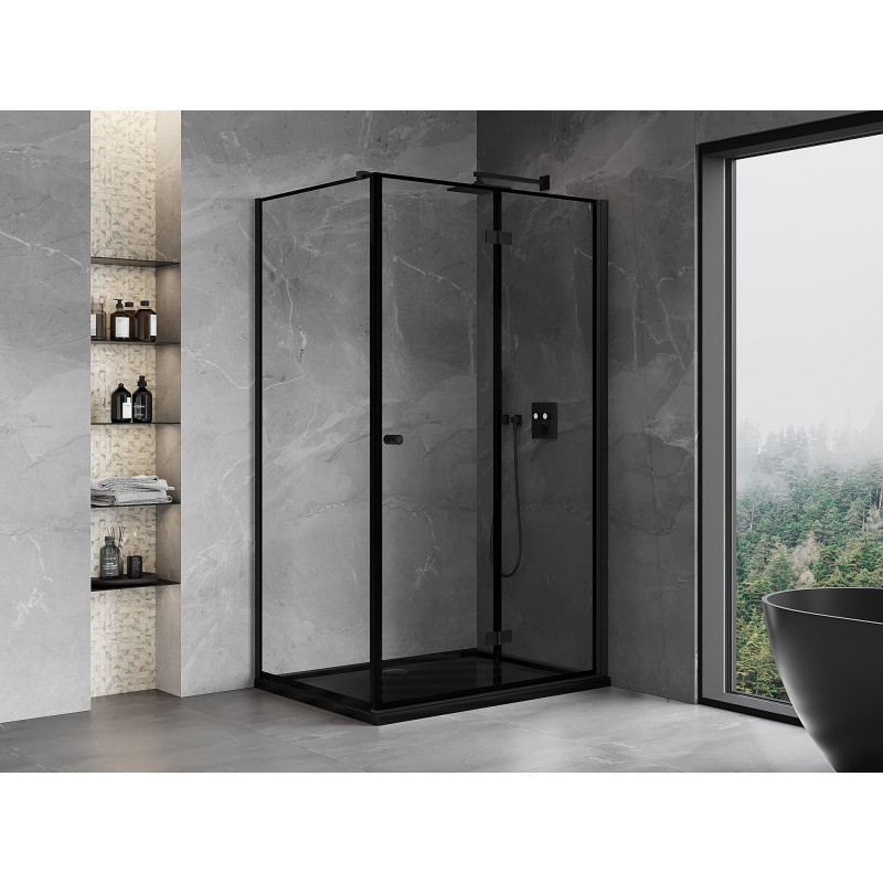 Mexen Mist-F kabina prysznicowa składana prawa 70 x 90 cm, czarna ramka, czarna - 8A6T-070-090-70-70-P