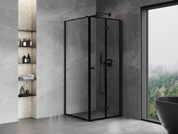 Mexen Mist-F cabina de ducha plegable derecha 90 x 90 cm, marco negro, negro - 8A6T-090-090-70-70-P