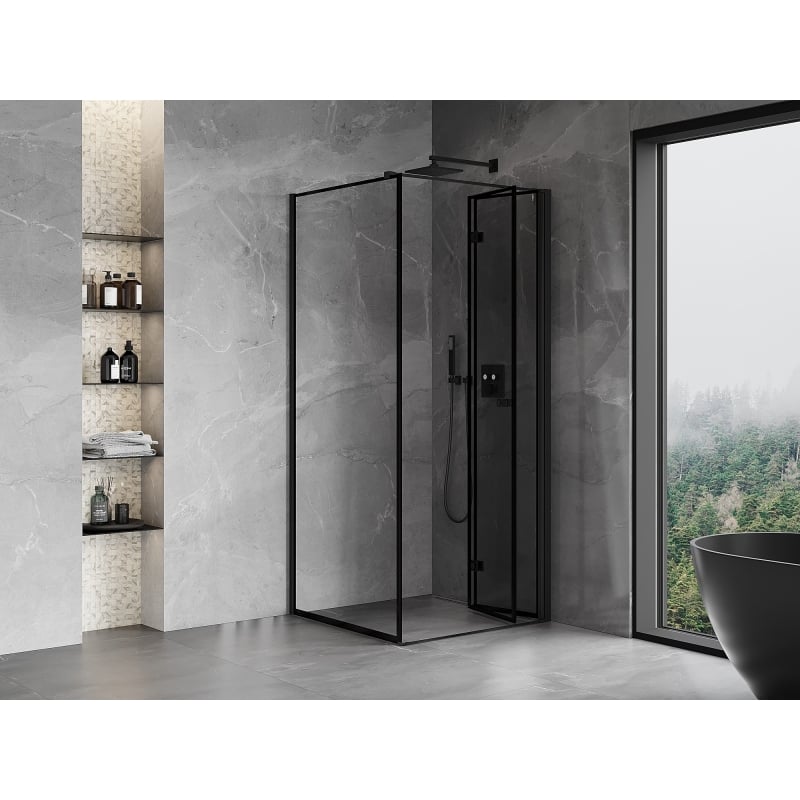 Mexen Mist-F kokkupandav dušinurk parem 90 x 90 cm, must raam, must - 8A6T-090-090-70-70-P