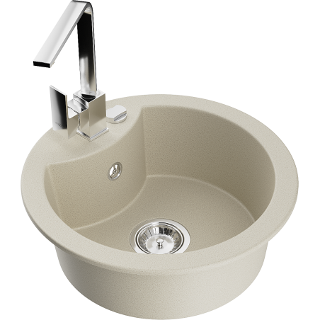 Mexen Diego granieten spoelbak met 1 kamer en keukenmengkraan Rita, beige - 6512-69-670300-00