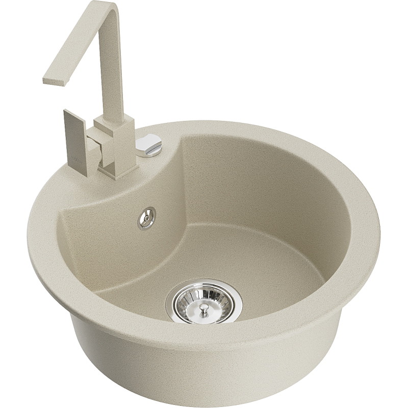 Mexen Diego fregadero de granito de 1 cubeta con grifo de cocina Rita, beige - 6512-69-670300-69