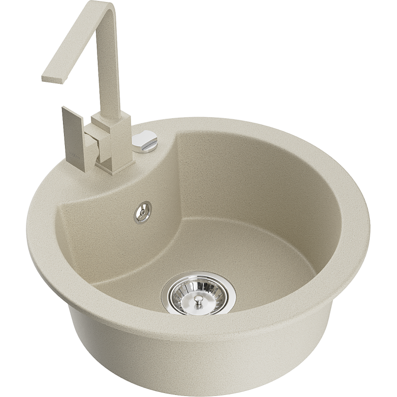 Mexen Diego fregadero de granito de 1 seno con grifo de cocina Rita, beige - 6512-69-670300-69