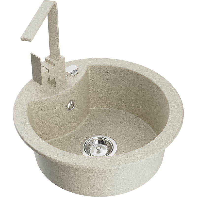 Mexen Diego Granit-Kachbecken mat enger Kummer mat Rita Kichenkran, beige - 6512-69-670300-69