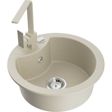 Mexen Diego Granit-Kachbecken mat enger Kummer mat Rita Kichenkran, beige - 6512-69-670300-69