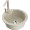 Mexen Diego granite sink single bowl with Rita kitchen tap, beige - 6512-69-670300-69