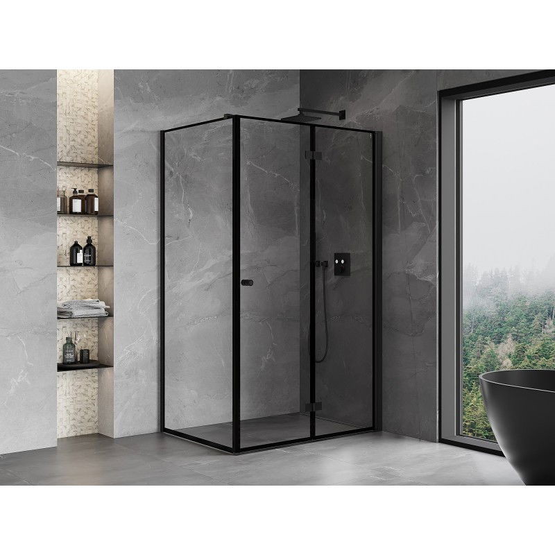 Mexen Mist-F cabina de ducha plegable derecha 100 x 110 cm, marco negro, negro - 8A6T-100-110-70-70-P
