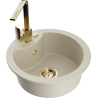 Mexen Diego granitische gootsteen 1-bak met keukenkraan Rita, beige - 6512-69-670300-50