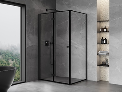 Mexen Mist-F kokkupandav dušinurk vasak 120 x 70 cm, must raam, must - 8A6T-120-070-70-70-L