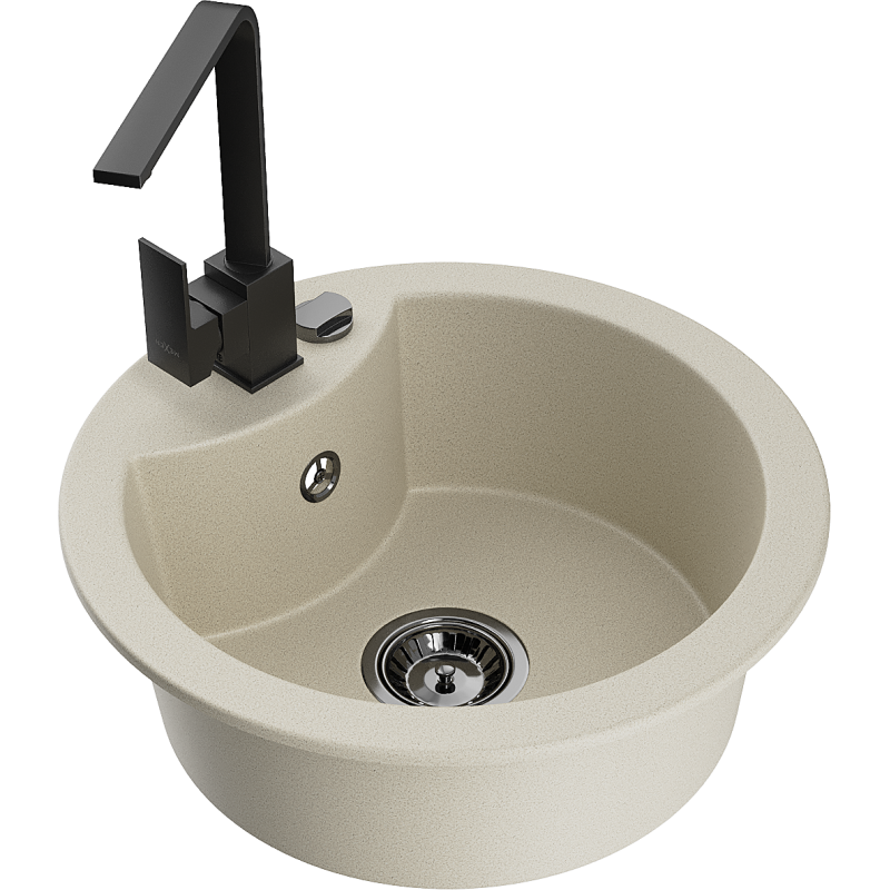 Mexen Diego fregadero de granito de 1 seno con grifo de cocina Rita, beige - 6512-69-670300-70