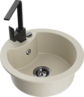 Mexen Diego lavello in granito 1-vasca con rubinetto da cucina Rita, beige - 6512-69-670300-70