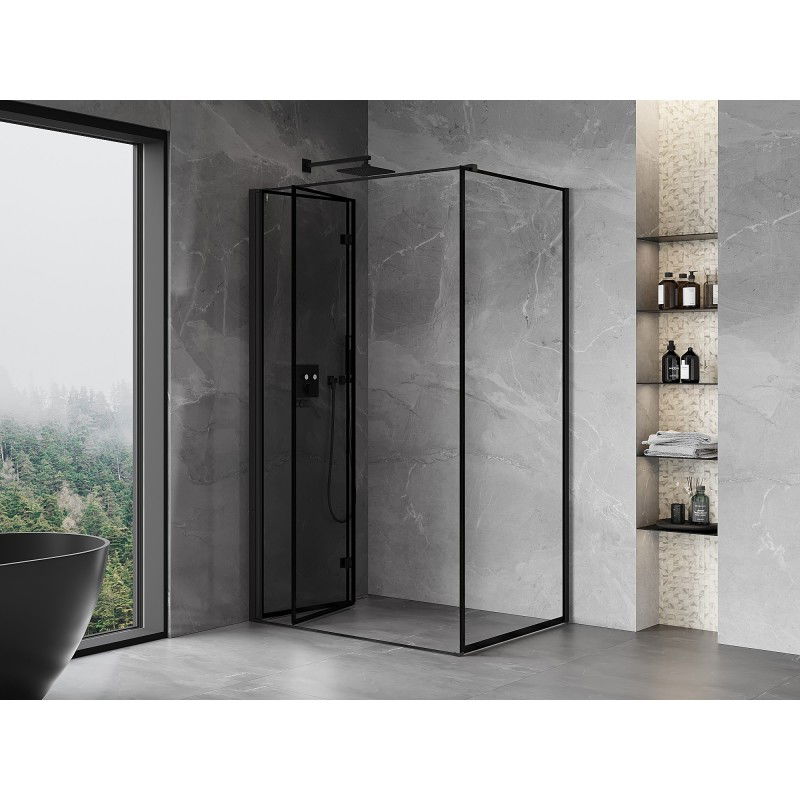 Mexen Mist-F folding shower cabin left 100 x 80 cm, black frame, black - 8A6T-100-080-70-70-L