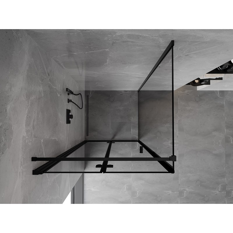 Mexen Mist-F kabina prysznicowa składana lewa 85 x 85 cm, czarna ramka, czarna - 8A6T-085-085-70-70-L