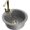 Mexen Diego 1-bowl granite kitchen sink with Rita kitchen faucet, grey - 6512-71-670300-50