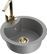 Mexen Diego Granitespullwasserbecken mat enger Kichenkran Rita, gro - 6512-71-670300-50