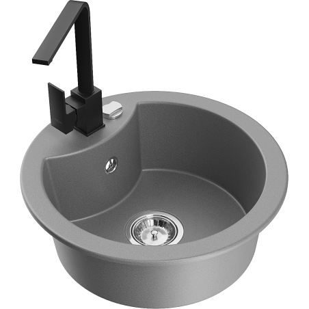 Mexen Diego fregadero de granito de 1 seno con grifo de cocina Rita, gris - 6512-71-670300-70