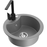 Mexen Diego granite sink 1-bowl with Rita kitchen tap, grey - 6512-71-670300-70