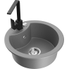 Mexen Diego Granitspüle 1-beckig mit Küchenarmatur Rita, grau - 6512-71-670300-70