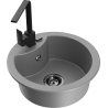 Mexen Diego 1-bowl granite sink with Rita kitchen tap, grey - 6512-71-670300-70-B