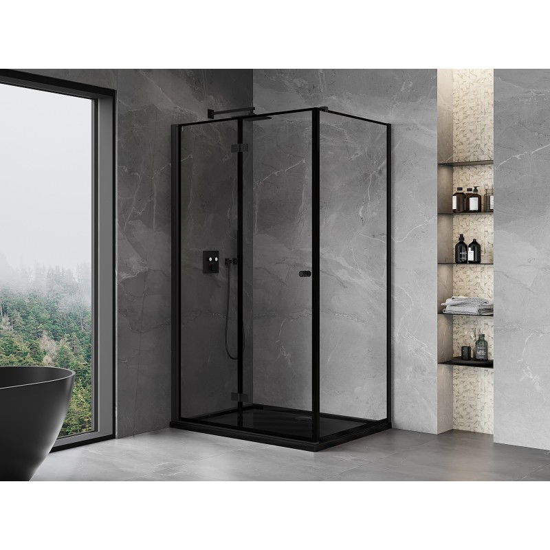Mexen Mist-F cabina doccia pieghevole sinistra 120 x 110 cm, cornice nera, nero - 8A6T-120-110-70-70-L
