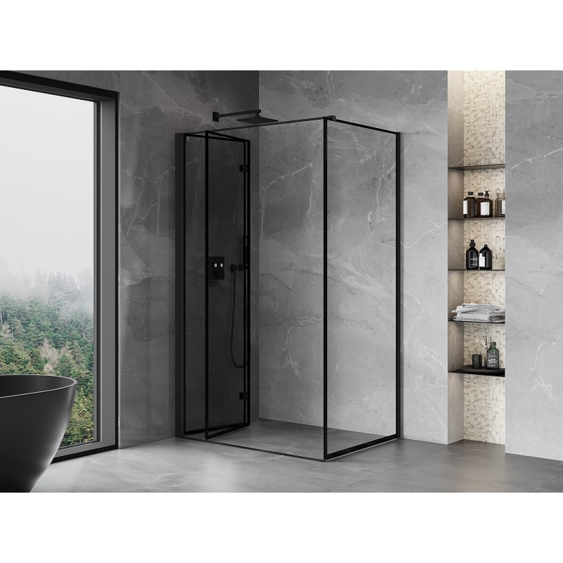 Mexen Mist-F kabina prysznicowa składana lewa 85 x 120 cm, czarna ramka, czarna - 8A6T-085-120-70-70-L
