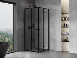 Mexen Mist-F Duo kabina prysznicowa składana 80 x 80 cm, czarna ramka, czarna - 8A6-080L-080P-70-70