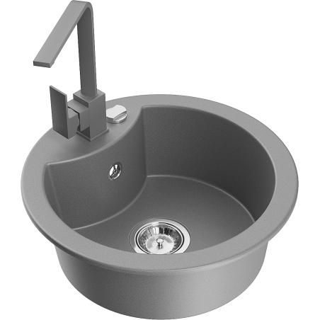 Mexen Diego graniittinen 1-altaan keittiöallas ja keittiöhana Rita, harmaa - 6512-71-670300-71