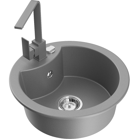 Mexen Diego granitais izlietne ar 1 nodalījumu un virtuves krānu Rita, pelēka - 6512-71-670300-71