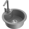 Mexen Diego granite single-bowl kitchen sink with Rita faucet, gray - 6512-71-670300-71